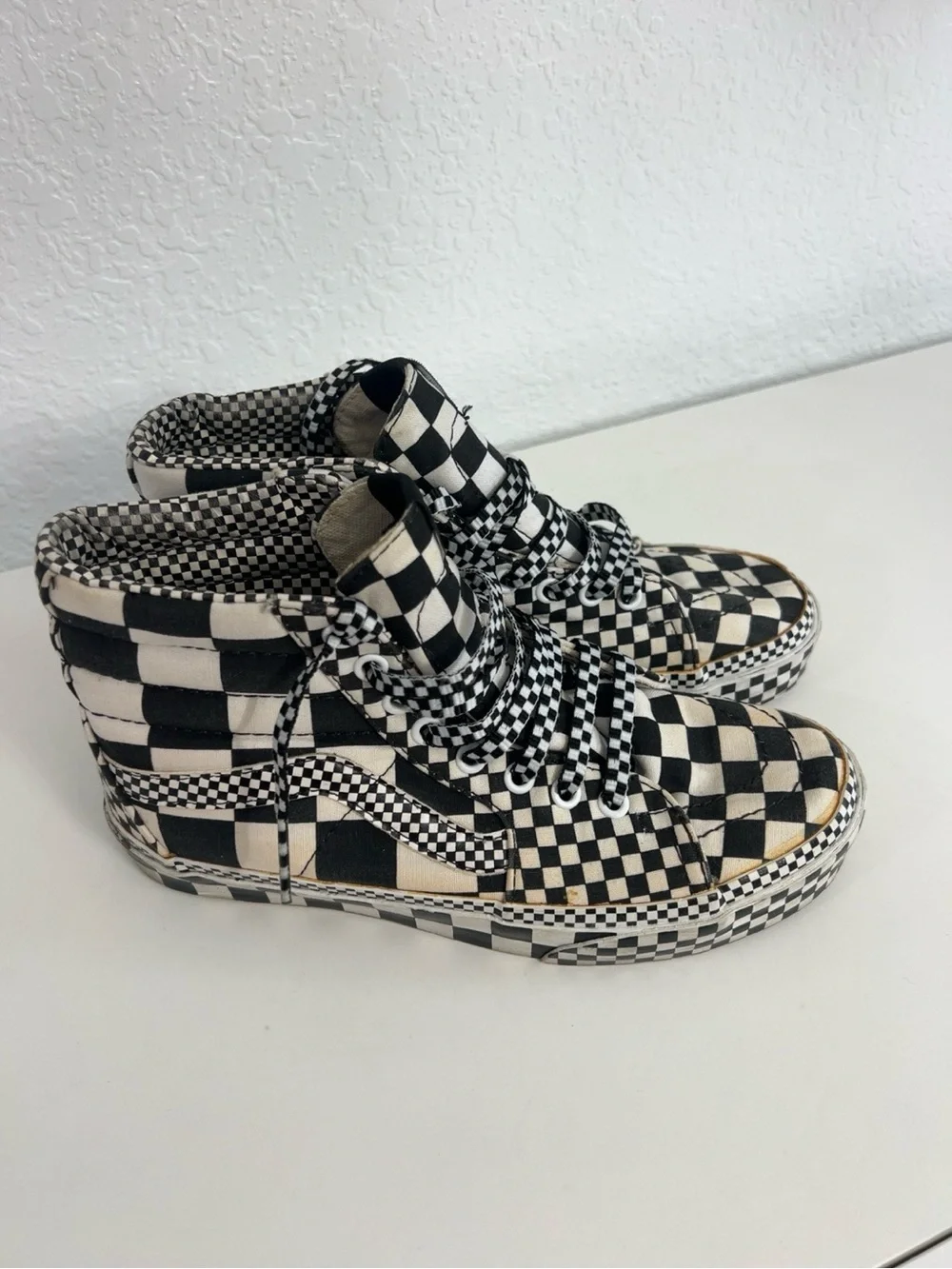Vans Sk8-Hi Checkerboard High Top Sneakers Men’s 6 Women’s 7.5 - Picture 2 of 5